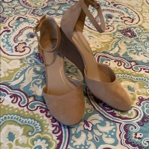 a new day suede wedge mary-jane heels